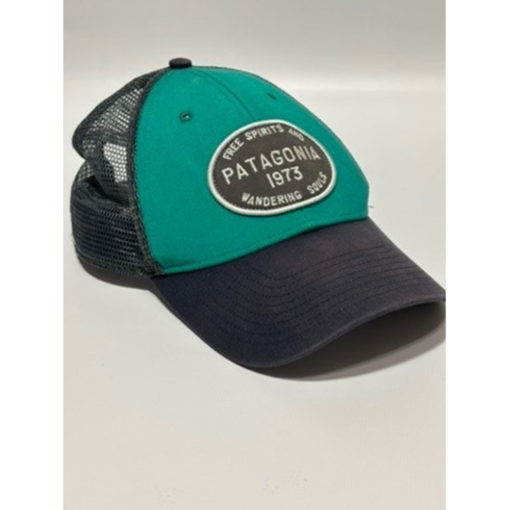 Patagonia Hog Tag 1973 Trucker Hat Free Spirits Wandering‎ Souls Green Navy Mens
